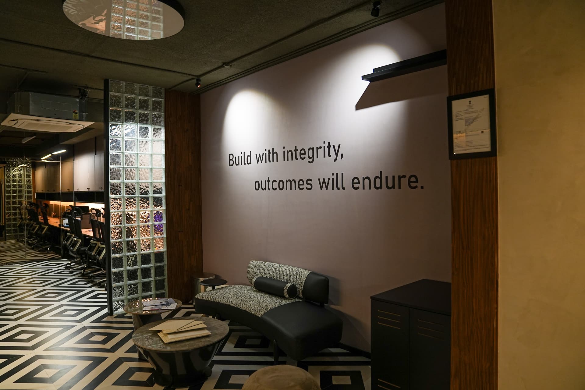 Spacious Home Office — integrity statement wall